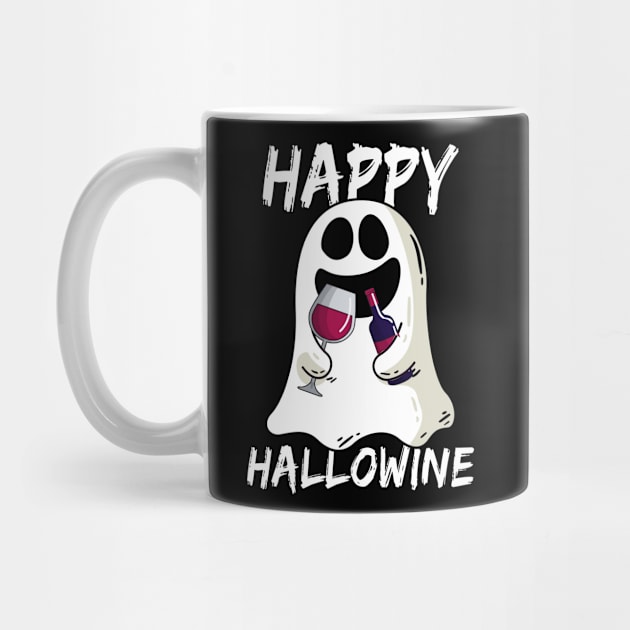 Happy Hallowine Boo Ghost Halloween Wine Lovers Funny by foxmqpo